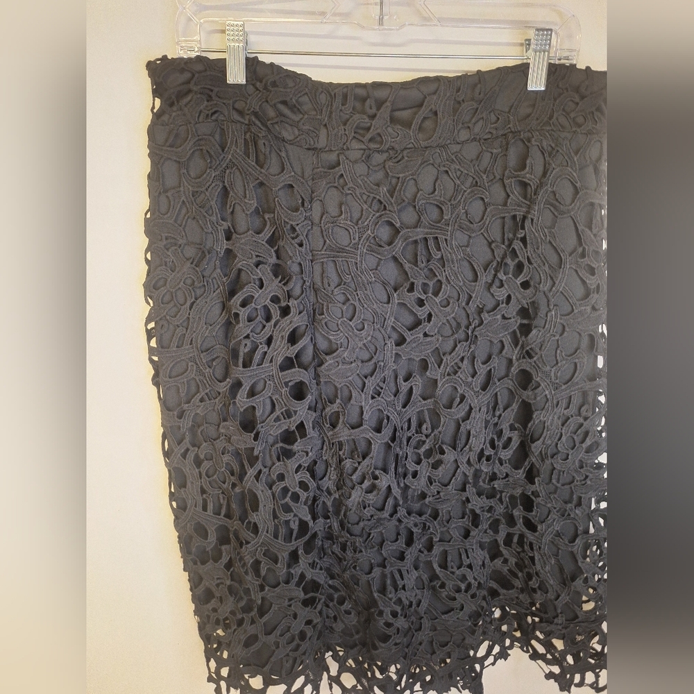 Valerie Stevens Elegant Black Lace Skirt Size Large